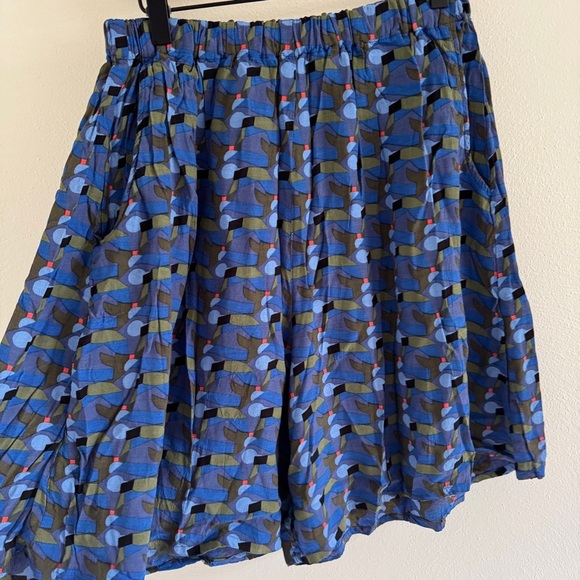 Vintage Flax Rayon Abstract Print Top and Shorts Culottes Set M - Picture 6 of 16
